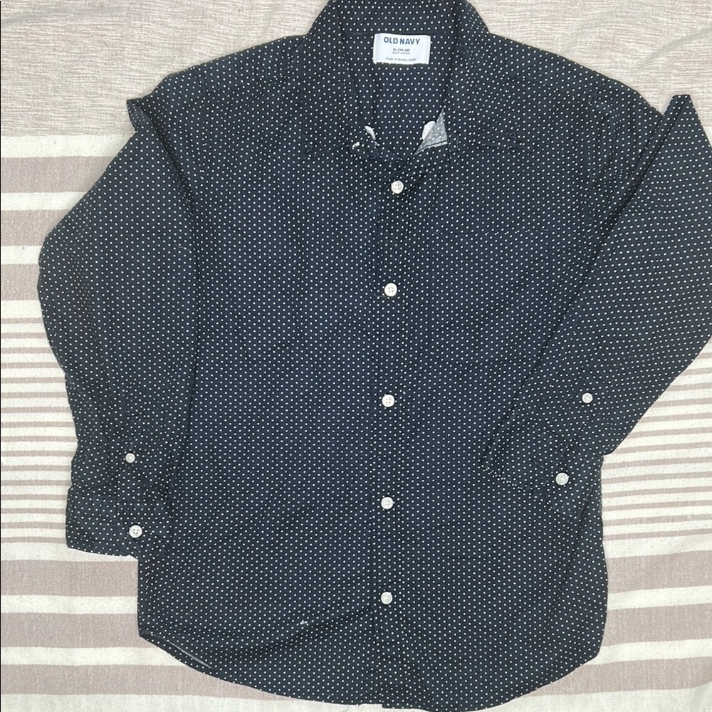 Old Navy Blue and White Casual Button Down Shirt